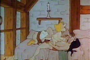 Kaksi miestä panna punapää lutka kaksoispano